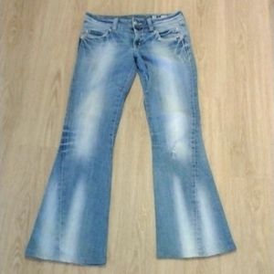 MISS ME- Twisted Inseam Distressed Flare Jeans Size 29